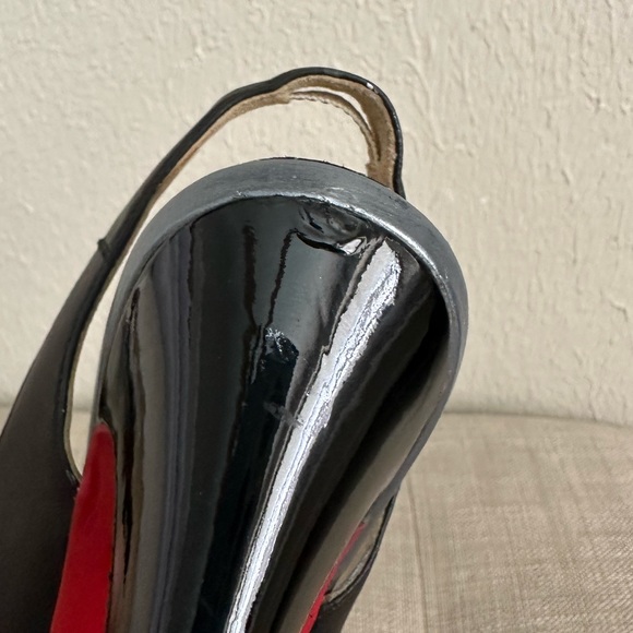 Christian Louboutin Black Leather Very Croise Slingback Platform Sandals - Picture 9 of 12